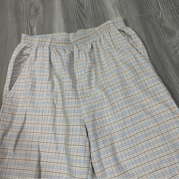 Jantzen Classics Cream Brown Blue Plaid Straight Leg Pants with Pockets - Picture 2 of 6